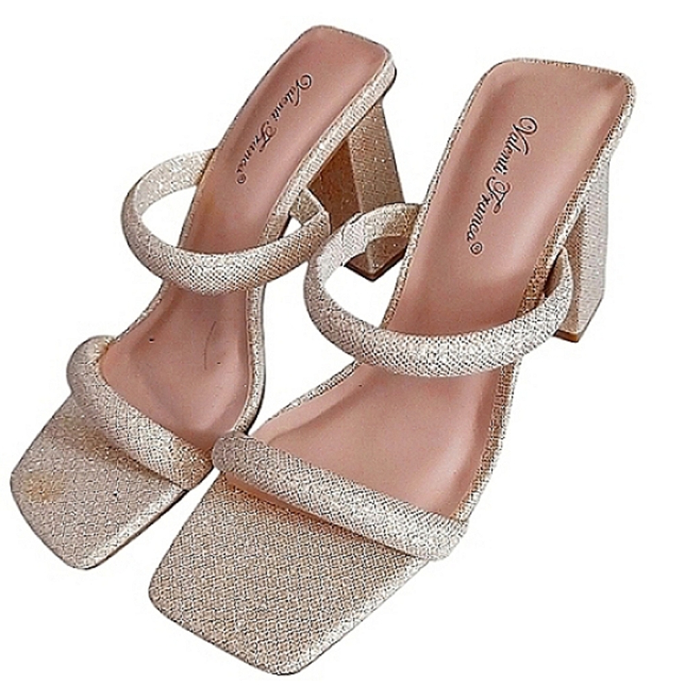 VALENTI FRANCO Dazzle-2 Glittery Sparkle Metallic Double Strap Heel Sandals NWT